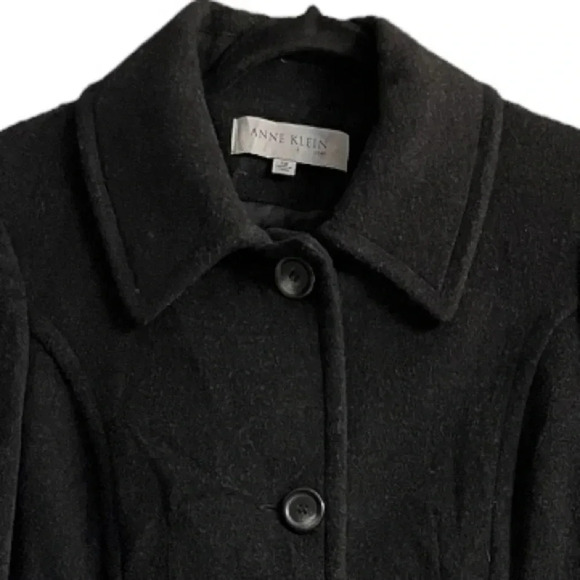 Anne Klein Wool Cashmere Blend Black Button-Up Coat, Women’s Size 12 - Picture 3 of 10